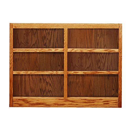Home Square 36" Tall 6 Shelf Double Wide Wood Bookcase with Adjustable Shelves, Set of 2, in Dry Oak