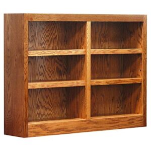 Home Square 36" Tall 6 Shelf Double Wide Wood Bookcase with Adjustable Shelves, Set of 2, in Dry Oak