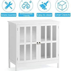 MELLCOM Wooden Storage Cabinet, Sideboard Console, Buffet Cabinet Entryway Kitchen Dining Console Living Room, White