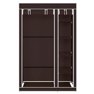 Deuxff Storage Closet,High-Leg Non-Woven Fabric Assembled Cloth Clothes Organizer,Simple Closet Shelves, Closet Storage Organizer, Extra Strong and Durable (Dark Brown, 5-Layer 6-Compartment)