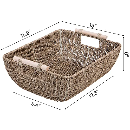 StorageWorks Hand-Woven Seagrass Wicker Baskets Set