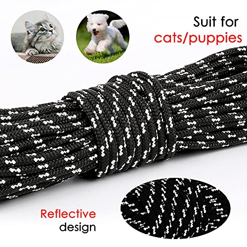 Rypet Reflective Cat Long Leash - 15 FT Escape Proof Walking Leads Yard Long Leash Durable Safe Personalized Extender Leash Traning Play Outdoor for Kitten, Puppy, Rabbit and Small Animals