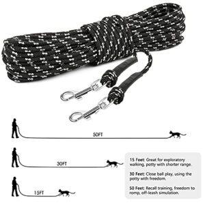 Rypet Reflective Cat Long Leash - 15 FT Escape Proof Walking Leads Yard Long Leash Durable Safe Personalized Extender Leash Traning Play Outdoor for Kitten, Puppy, Rabbit and Small Animals