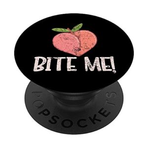 peach bite me fruit summer peachy humor popsockets swappable popgrip