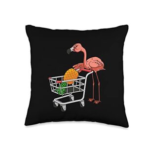upside down pineapple swinger pineapple flamingo swinging flamingo with shopping cart and swinger pineapple throw pillow, 16x16, multicolor