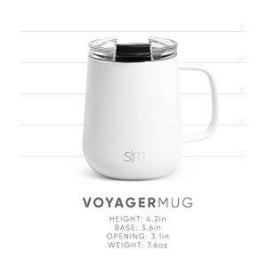 Simple Modern Travel Coffee Mug with Lid and Handle | Reusable Insulated Stainless Steel Cold Brew Iced Coffee Tumbler and Tea Cup | Voyager Collection | 12oz | Midnight Black