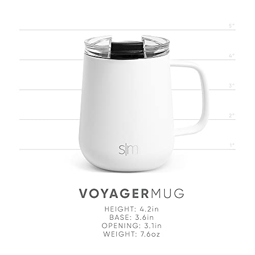 Simple Modern Travel Coffee Mug with Lid and Handle | Reusable Insulated Stainless Steel Cold Brew Iced Coffee Tumbler and Tea Cup | Voyager Collection | 12oz | Midnight Black