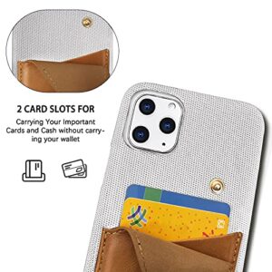 LUCKYCOIN for iPhone Xs Max Premium Fabric Top Grain Real Leather Slim Crossbody Phone Case with Card Holder Card Slot Adjustable & Detachable Leather Strap for Apple iPhone Xs Max 6.5 inch White