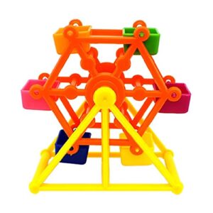 Parrot Boredom Killers Treat Foraging Toy Colorful Rotate Windmill Pecking Toy for Small Bird Plastic Food Holder Bird Foraging Feeder Wheel for Parakeets Small Parrots Budgies Cockatiel Conures