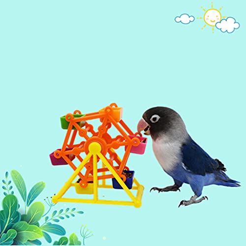 Parrot Boredom Killers Treat Foraging Toy Colorful Rotate Windmill Pecking Toy for Small Bird Plastic Food Holder Bird Foraging Feeder Wheel for Parakeets Small Parrots Budgies Cockatiel Conures