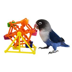 Parrot Boredom Killers Treat Foraging Toy Colorful Rotate Windmill Pecking Toy for Small Bird Plastic Food Holder Bird Foraging Feeder Wheel for Parakeets Small Parrots Budgies Cockatiel Conures