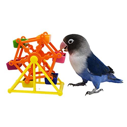 Parrot Boredom Killers Treat Foraging Toy Colorful Rotate Windmill Pecking Toy for Small Bird Plastic Food Holder Bird Foraging Feeder Wheel for Parakeets Small Parrots Budgies Cockatiel Conures