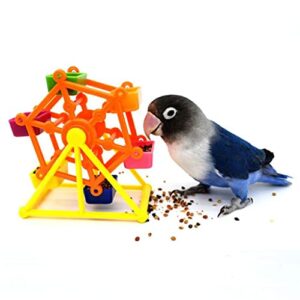 Parrot Boredom Killers Treat Foraging Toy Colorful Rotate Windmill Pecking Toy for Small Bird Plastic Food Holder Bird Foraging Feeder Wheel for Parakeets Small Parrots Budgies Cockatiel Conures