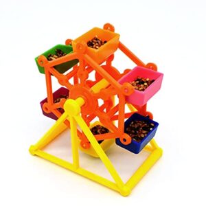 Parrot Boredom Killers Treat Foraging Toy Colorful Rotate Windmill Pecking Toy for Small Bird Plastic Food Holder Bird Foraging Feeder Wheel for Parakeets Small Parrots Budgies Cockatiel Conures