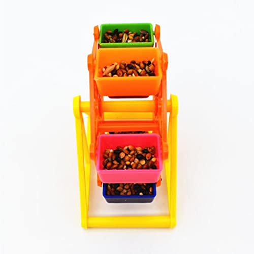 Parrot Boredom Killers Treat Foraging Toy Colorful Rotate Windmill Pecking Toy for Small Bird Plastic Food Holder Bird Foraging Feeder Wheel for Parakeets Small Parrots Budgies Cockatiel Conures