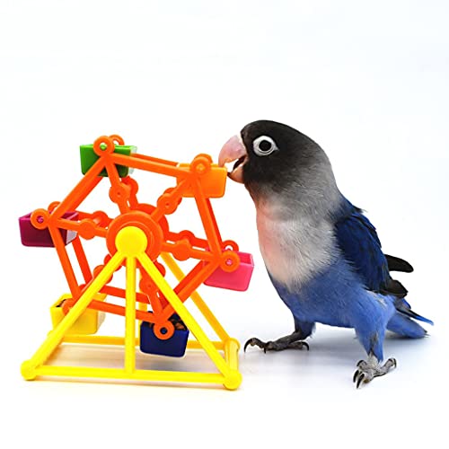 Parrot Boredom Killers Treat Foraging Toy Colorful Rotate Windmill Pecking Toy for Small Bird Plastic Food Holder Bird Foraging Feeder Wheel for Parakeets Small Parrots Budgies Cockatiel Conures