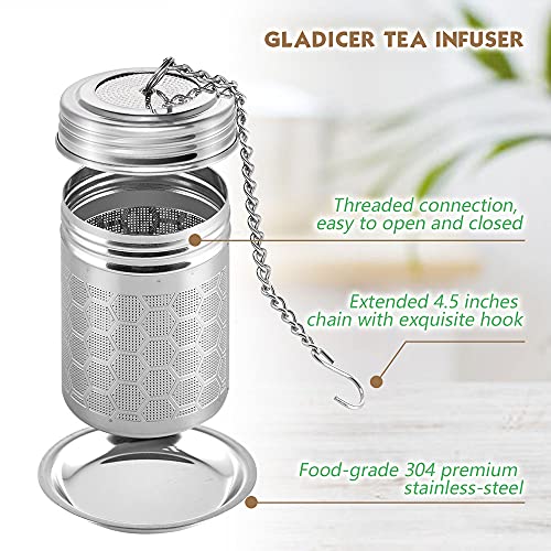 Tea Infuser, Tea Strainer Fine Mesh Tea Filter 304 Stainless Steel Honeycomb Design with Extended Chain Hook to Brew Loose Leaf Tea Small 210601-2