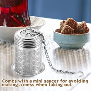 Tea Infuser, Tea Strainer Fine Mesh Tea Filter 304 Stainless Steel Honeycomb Design with Extended Chain Hook to Brew Loose Leaf Tea Small 210601-2