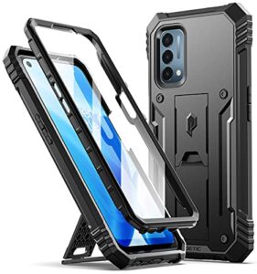 poetic revolution series case for oneplus nord n200 5g, full-body rugged dual-layer shockproof protective cover with kickstand and built-in screen protector, black