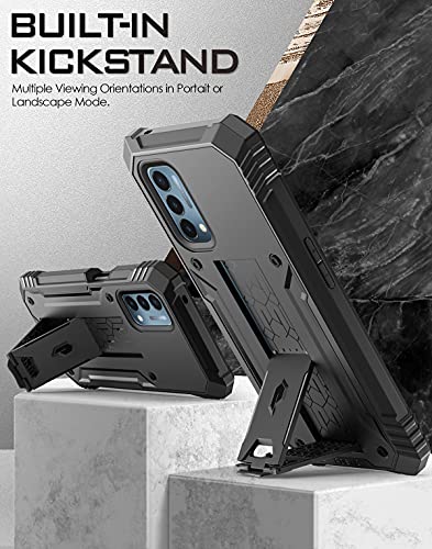 Poetic Revolution Series Case for Oneplus Nord N200 5G, Full-Body Rugged Dual-Layer Shockproof Protective Cover with Kickstand and Built-in Screen Protector, Black