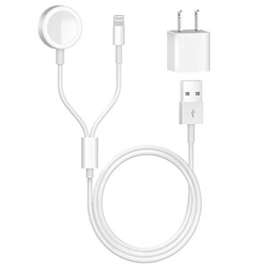 [apple mfi certified] 2 in 1 iphone and watch charger 6.6 ft fast iwatch charging cable with usb wall charger travel plug for apple watch series 8/7/6/se/5/4/3/2/1/ultra & iphone 14/13/12/pro/max/xr/x