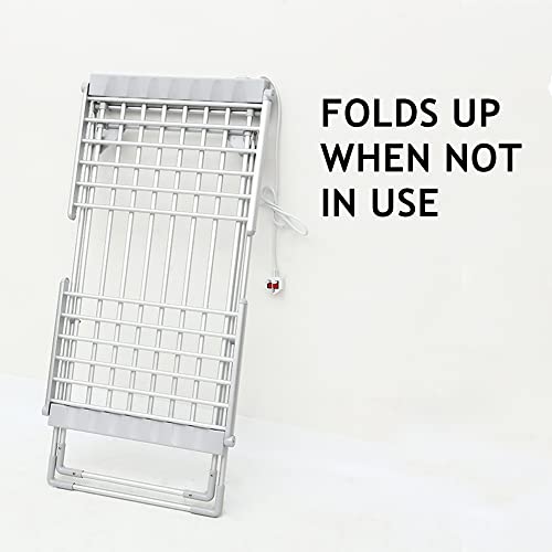 tonchean Heated Drying Rack Folding Electric Clothes Drying Rack, Collapsible Laundry Drying Rack, Free-Standing Heating Garment Dryer Towel Rail Space Saving for Home Indoor/Outdoor