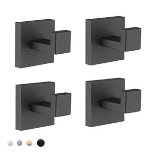 couobo wall hooks towel hooks towel holder robe hook bathroom hooks black heavy duty door hanger stainless steel matt black 4 pack