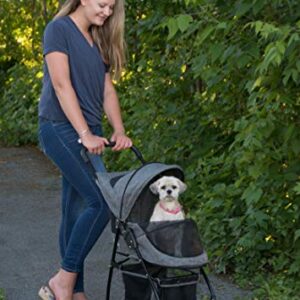 Pet Gear Happy Trails Lite Pet Stroller for Cats/Dogs, Zipper Entry, Easy Fold with Removable Liner, Safety Tether, Storage Basket