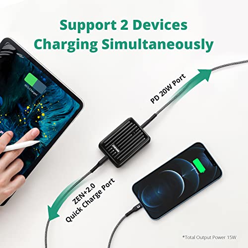 Zendure Power Bank 10000mAh Mini Portable Charger Battery Pack PD 20W Power Delivery Quick Charge 3.0 USB C External Battery for iPhone, Tablet, Switch, Samsung and More (Supermini)