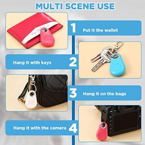 Frienda 5 Pieces Key Finder Item Locator with 5 Pieces GPS Keychains Bluetooth Tracker Tag Anti Lost Alarm Reminder Selfie Shutter Control for Kids Pets Keychain for Smartphone