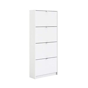 pemberly row modern 4 drawer shoe cabinet, 24-pair shoe rack storage organizer in white