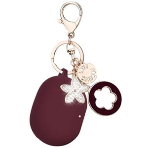 beats studio buds case cover with cute bling keychain,oleband silione protective and anti-slip earbds cover for beats studio charging case,led visible,for women and girls,burgundy