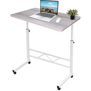 longdafei laptop table desk adjustable height sofa bed side rolling desk, mobile laptop cart portable tray table for home office, desktop 23.62 x 15.74 inch computer workstation table with wheels