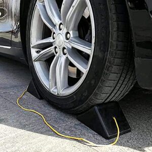 HOXWELL Rubber Wheel Chock with Rope Set of 4pcs, Heavy Duty RV Tire Chocks for Travel Trailers, Camper, Small Airplant, Cars, Motorcycle and Truck 4 Packs, 8" Length x 5" Width x 4" Height
