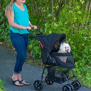 Pet Gear No-Zip Happy Trails Lite Pet Stroller for Cats/Dogs, Zipperless Entry, Easy Fold with Removable Liner, Safety Tether, Storage Basket + Cup Holder, 4 Colors