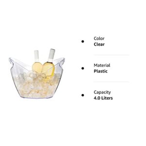 Ice Bucket Wine Bucket，Clear Acrylic 4 Liter Plastic Tub for Drinks and Parties, Food Grade, Perfect for Wine, Champagne or Beer Bottles