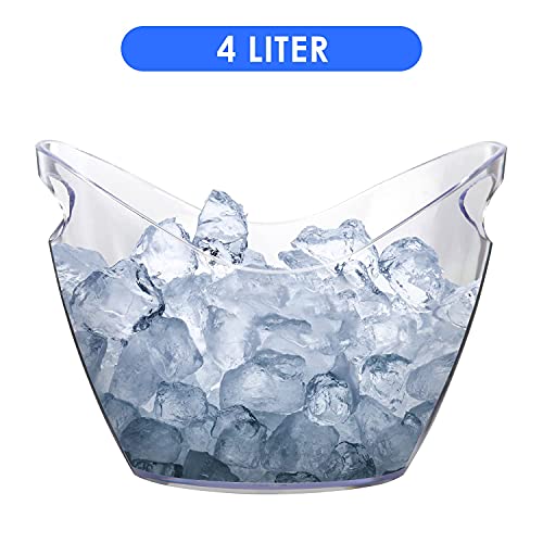 Ice Bucket Wine Bucket，Clear Acrylic 4 Liter Plastic Tub for Drinks and Parties, Food Grade, Perfect for Wine, Champagne or Beer Bottles