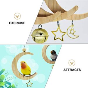 TEHAUX Bird Swings Toy, Moon Shaped Hanging Perch for Lovebird, Budgie, Parrot, Lorikeet, Finches, Conures, Pet Cage Rattles Educational Toy (Random Style)