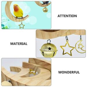 TEHAUX Bird Swings Toy, Moon Shaped Hanging Perch for Lovebird, Budgie, Parrot, Lorikeet, Finches, Conures, Pet Cage Rattles Educational Toy (Random Style)