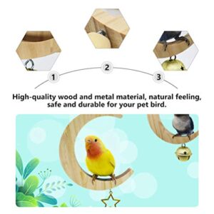 TEHAUX Bird Swings Toy, Moon Shaped Hanging Perch for Lovebird, Budgie, Parrot, Lorikeet, Finches, Conures, Pet Cage Rattles Educational Toy (Random Style)