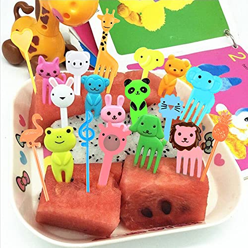 JYPLKCMT 80 Pcs Animal Food Picks for Kids, Fun Bento Food Picks, Cute Bento Picks for Kids Toddler, Reusable Cartoon Animal Fruit Kids Food Picks for Bento Box Toothpicks, Lunch Picks for Kids Bento