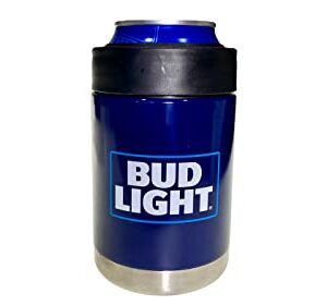 Bud Light Stainless Steel Can Insulator, Insulated Beverage Holder for Standard Size Can and Bottle, Can Cooler for Beer and Soda