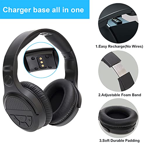 ANSTEN Wireless Headphones for TV Watching with Digital Optical RCA 2.4GHz RF Transmitter Charging Dock, Over Ear Headset with 3 Audio Modes, 197FT Wireless Range, 10Hrs Audio Playtime