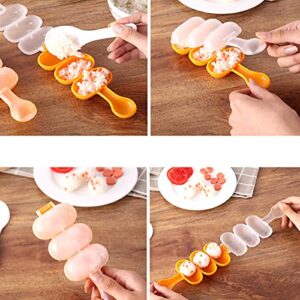 Rice Ball Mould Shaker Onigiri Mold Ball Shaped Kitchen Tools Shakers for Shake DIY Lunch with a Mini Rice Paddle (Blue)