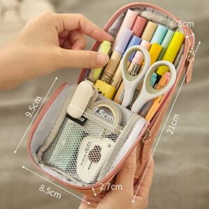 Big Capacity Pencil Case Standing Pen Holder Large Storage Stationery Case Cute Pencil Pouch Bag School College Office Organizer Back to School Supplies for Kids Boys Girls Teens (Green)