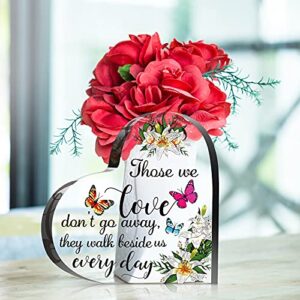 Blulu Crystal Glass Heart Memorial Gift Memorial Bereavement Gift Sympathy Condolence Gift Sympathy Table Decorations for Loss of Loved One Table Centerpieces Remembrance (Romantic, 4 x 4 Inches)