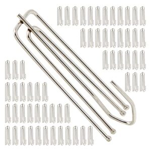 60 pack pinch pleat curtain hooks for drapes, 4-prong stainless steel drapery pins (2.7 x 1 x 0.6 in)