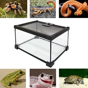 kathson Mini Reptile Glass Terrarium Tank 12"x8"x6" Amphibians Habitat Cage Full View Visually Appealing Sliding Screen Top for Bearded Dragons Lizards Geckos Hermit Crab Frog