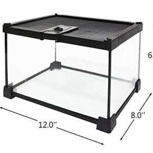 kathson Mini Reptile Glass Terrarium Tank 12"x8"x6" Amphibians Habitat Cage Full View Visually Appealing Sliding Screen Top for Bearded Dragons Lizards Geckos Hermit Crab Frog