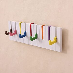 Kemine Coat Rack Wall Mounted with Colorful Piano Shape Wooden Artistic Hat Hook Entryway Hanger Space-Saving Durable Easy Assembly Classic Design (9 Hooks)